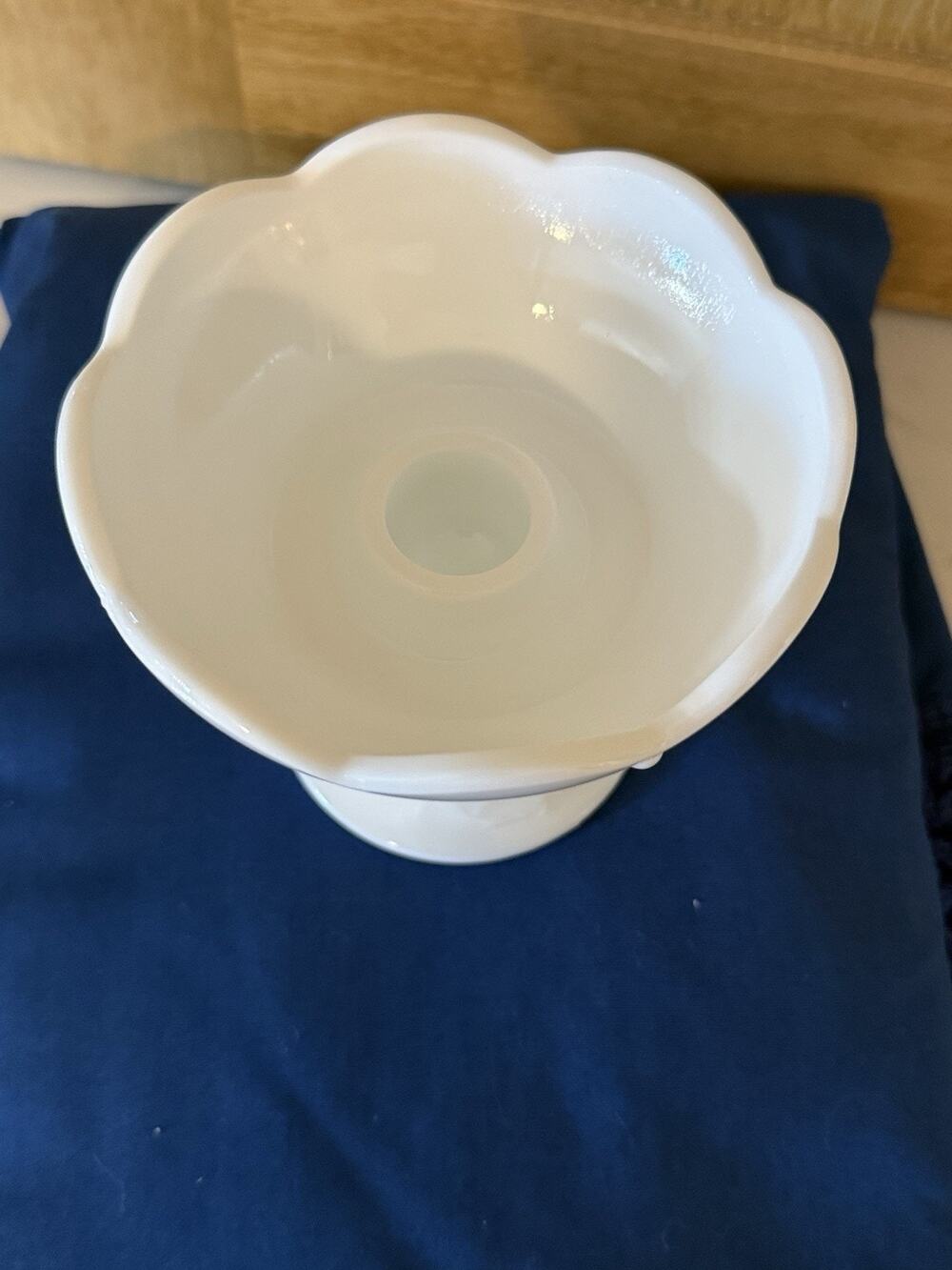 Vintage Candlestick Holder White Milk Glass with Grapes and Leaves Bowl